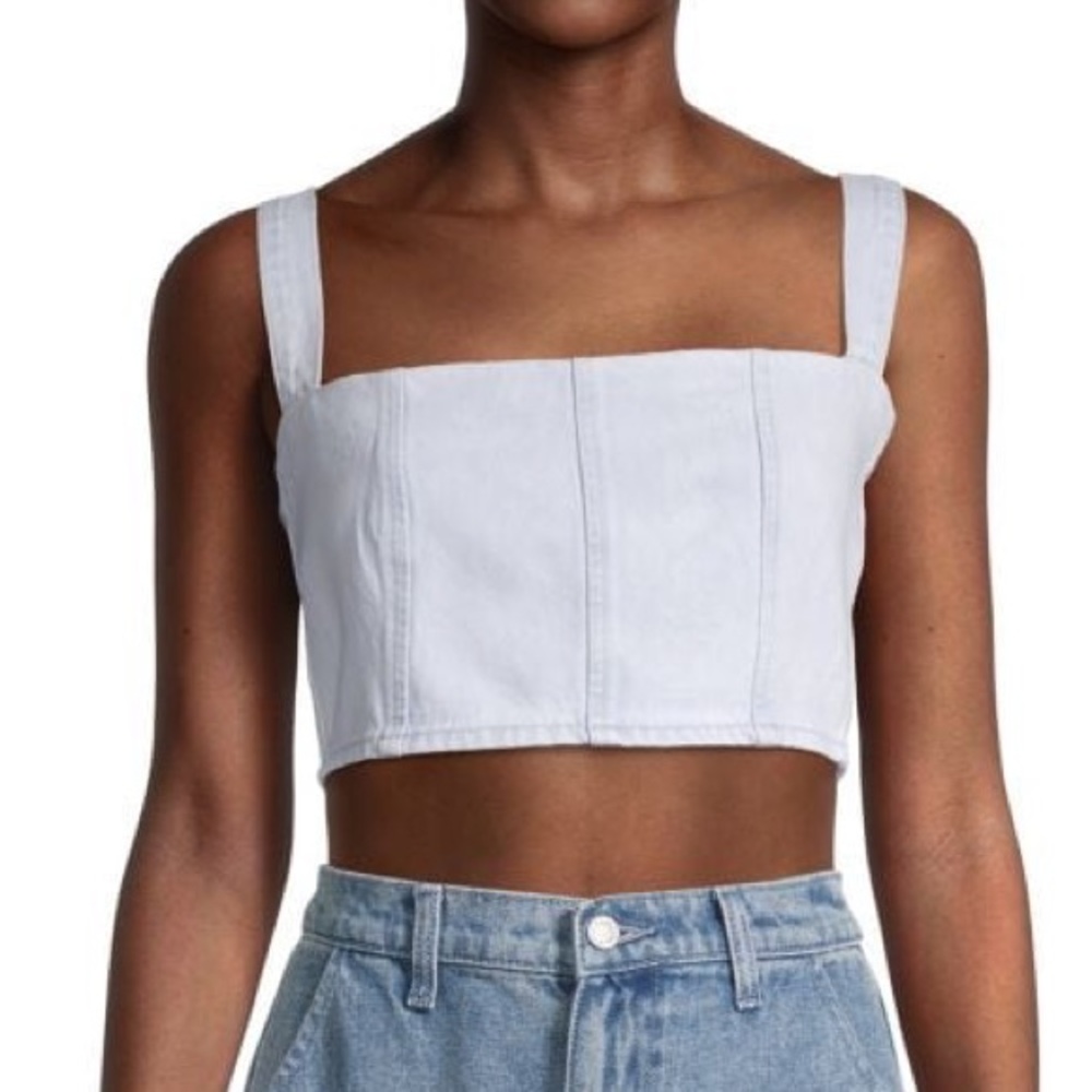 WEWOREWHAT denim bustier crop top new with tags!